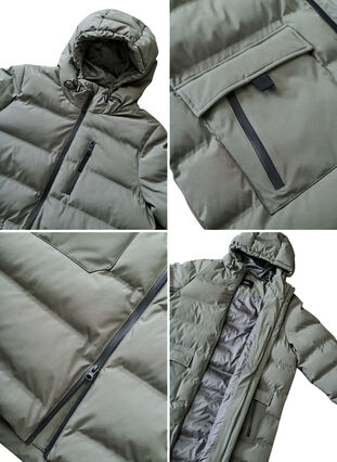 Pufferjakke med hette og lommer, Beluga, Packshot image number 4