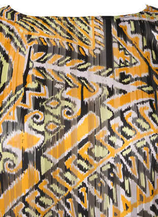 Mønstrete bluse med smock og 3/4-ermer, Yellow Aztec AOP, Packshot image number 2
