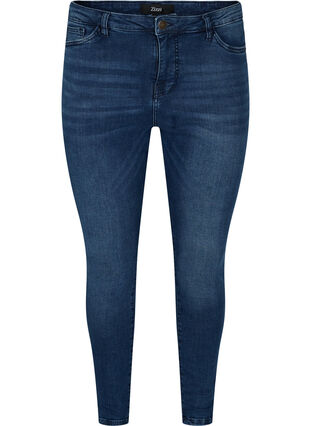 Kampanjevare - Cropped Amy jeans med splitt, Blue denim, Packshot image number 0