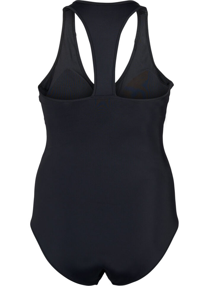 Sportsbadedrakt med racerback, Black, Packshot image number 1