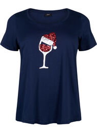 T-skjorte med julemotiv i bomull, Navy Blazer Wine