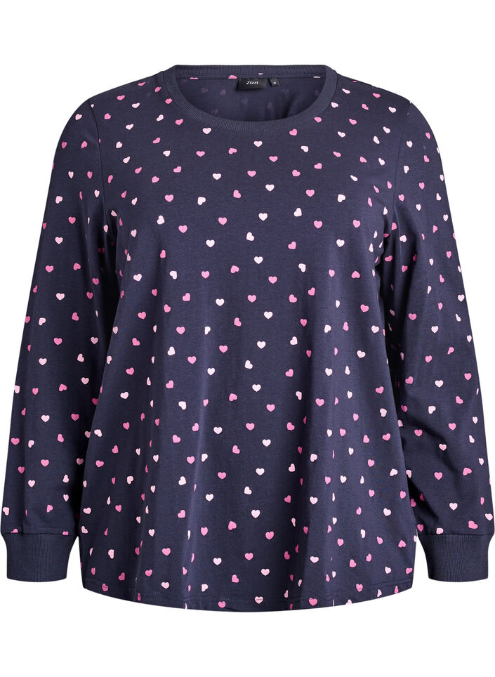 Nattbluse med et trykk, Bl&aring;, Packshot image number 0