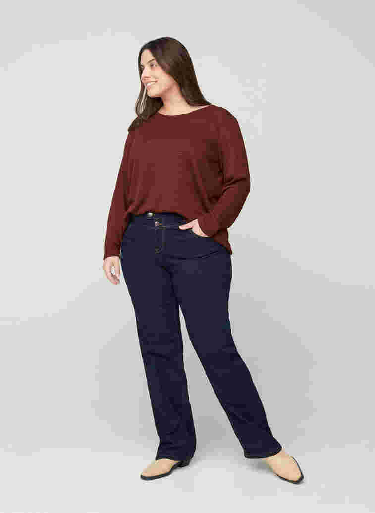Regular fit Gemma jeans med høyt liv, Blue denim, Model image number 5
