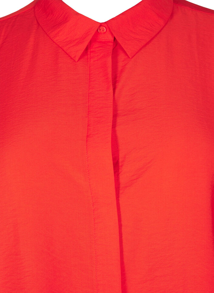 Bluse med 3/4-ermer og blomsterbroderi, Flame Scarlet, Packshot image number 2