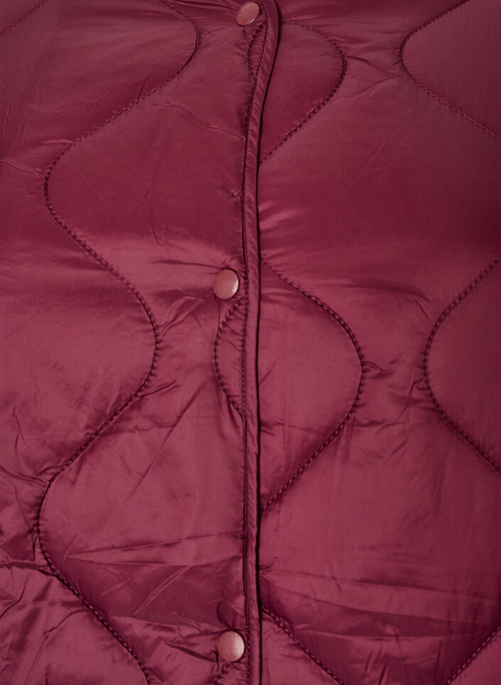 Quiltet jakke med trykknapper og rund hals, M&oslash;rk Bordeaux, Packshot image number 2