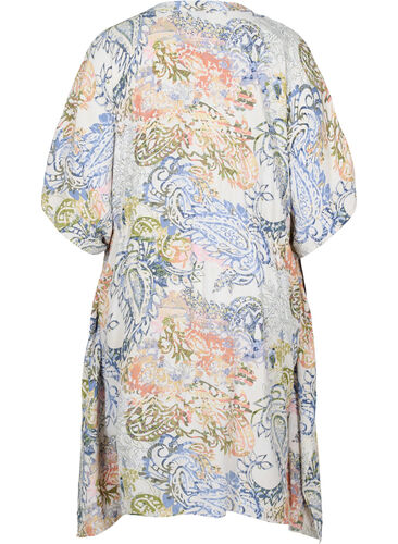 Mønstrete kjole i viskose med knyting, White Paisley AOP, Packshot image number 1