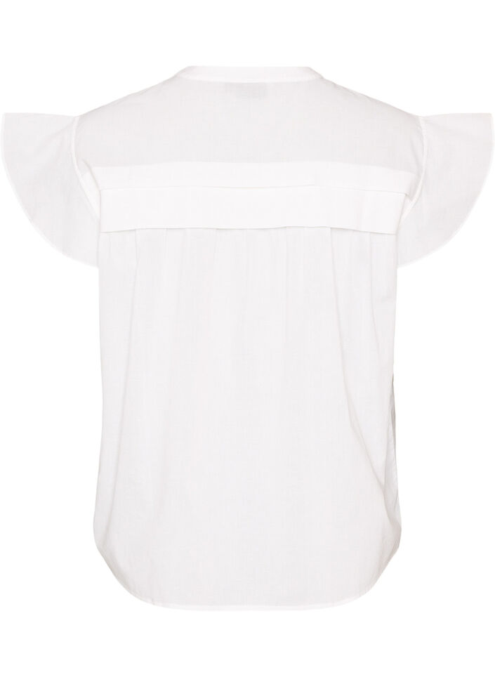 Ermel&oslash;s A-linje bomullsskjorte bluse, Hvit, Packshot image number 1