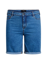 Tettsittende denimshorts med høy midje, Blå Tettsittende denimshorts med høy midje