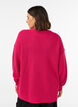 Lang ribbestrikket bluse med V-hals, Rosa, Model image number 2