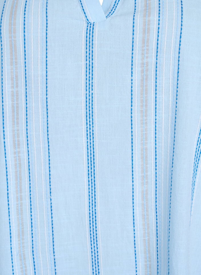 Kort bomullskjole med stripet mønster, Blå, Packshot image number 2