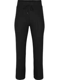 Flared treningsbukser i ribbet materiale, Black