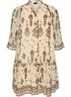 Kjole med ornamentm&oslash;nster og krage med rysjer, Beige, Packshot image number 0