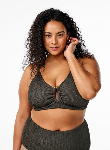 Zizzi Bikinitopp med tekstur og en elegant detalj, Grønn, Model image number 0