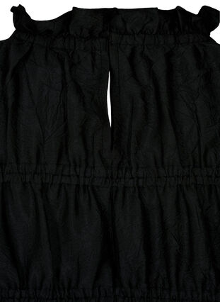 Kjole med volanger og elastiske kuttelinjer, Black, Packshot image number 3