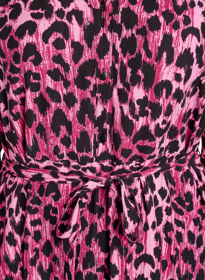 Midikjole med knappelukking og knytebelte, Rosa, Packshot image number 2