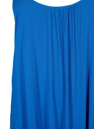 Ensfarget kjole i viskose med stropper, Victoria blue, Packshot image number 2