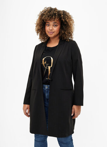 Klassisk lang blazer, Black, Model image number 0