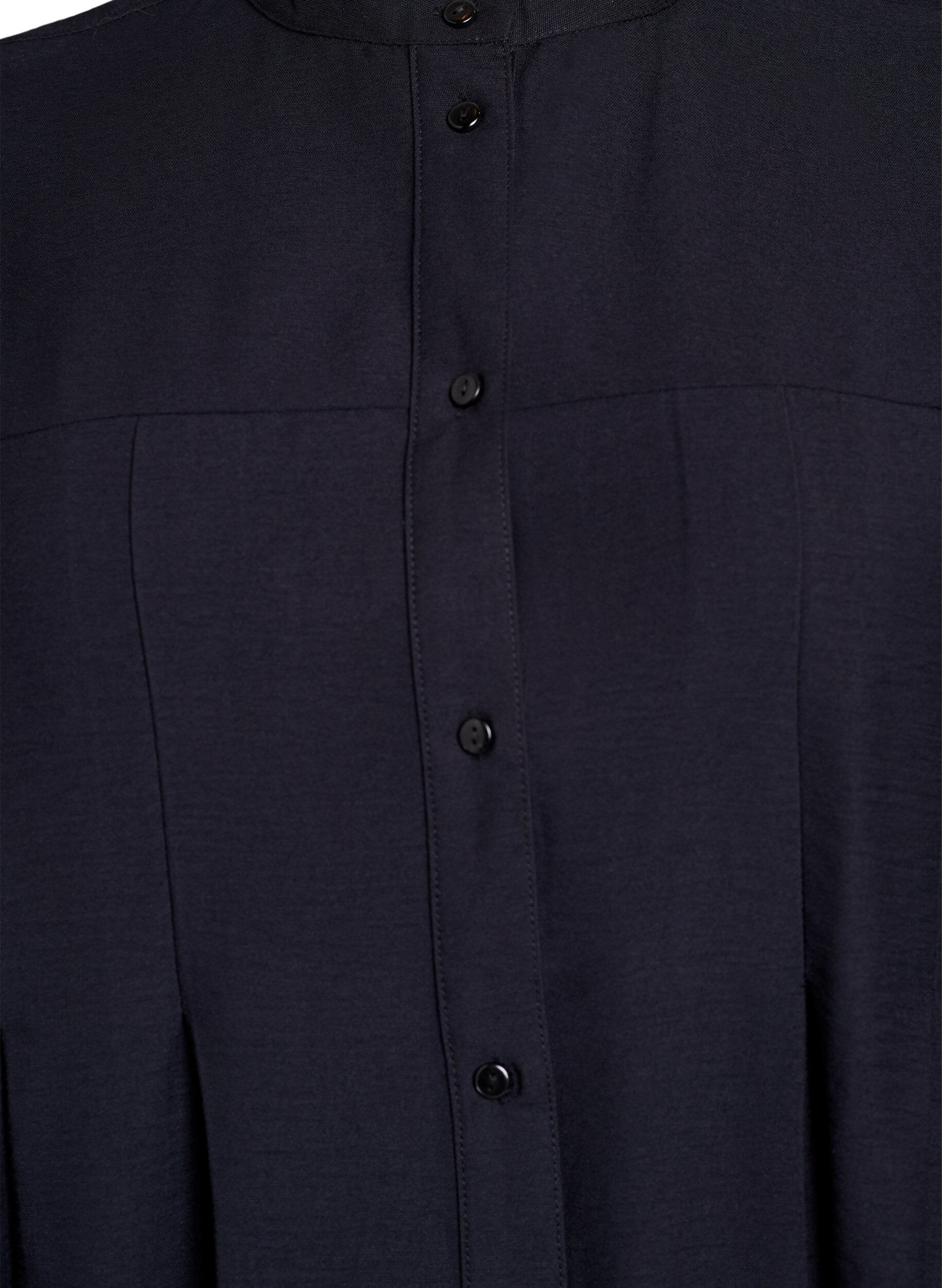 Zizzi Viskoseskjorte med A-linjeform, Svart, Packshot image number 2