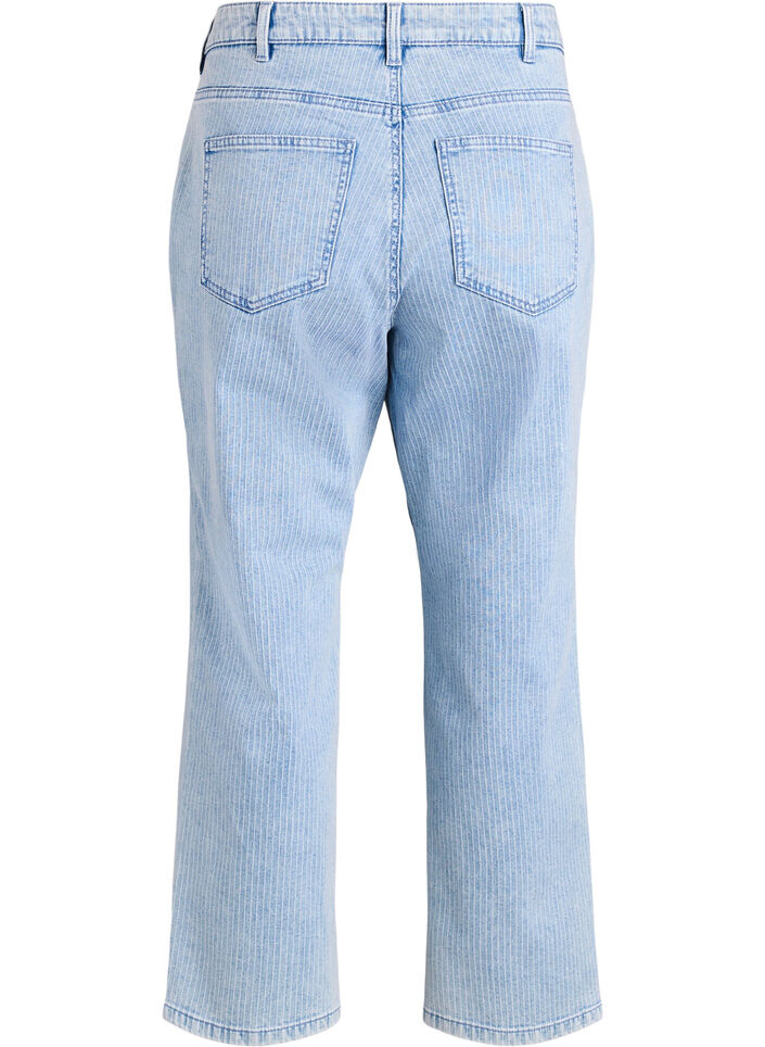 Stripete jeans med straight fit, Blå, Packshot image number 1