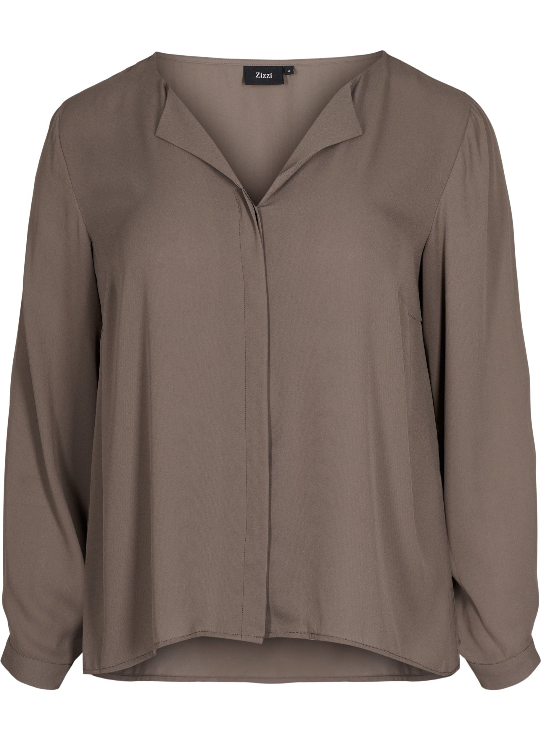 Zizzi Ensfarget skjorte med V-hals, Falcon, Packshot image number 0