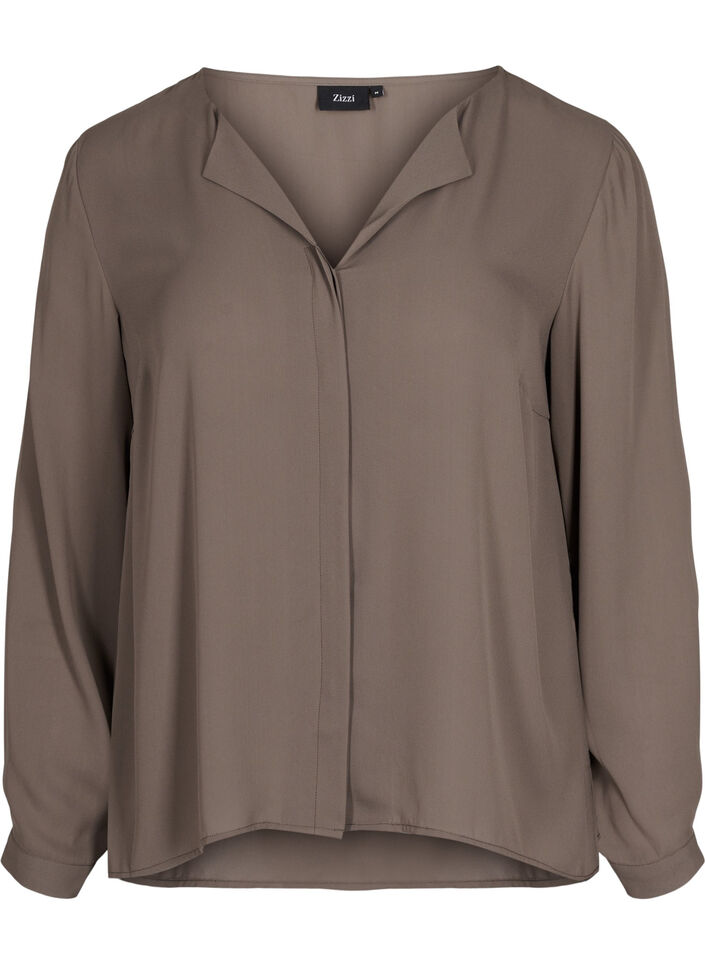 Ensfarget skjorte med V-hals, Falcon, Packshot image number 0