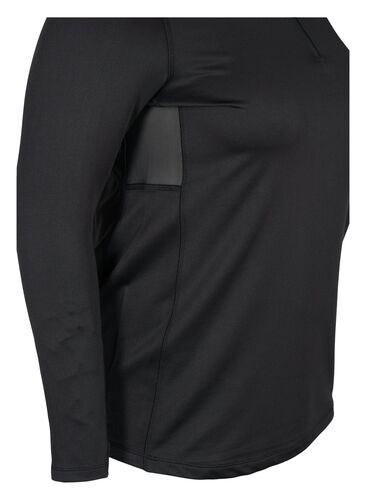 Høyhalset treningsgenser med glidelås, Black, Packshot image number 2