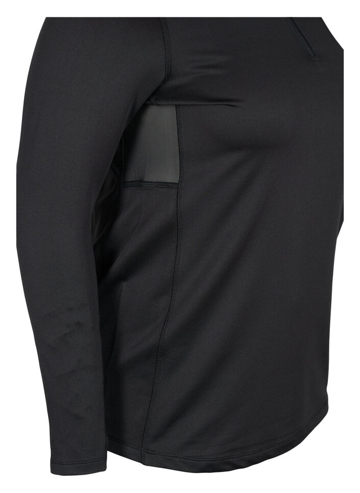 Høyhalset treningsgenser med glidelås, Black, Packshot image number 2
