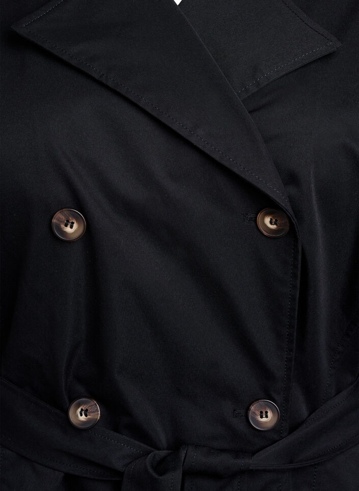 Midilang trenchcoat med belte, Black, Packshot image number 2