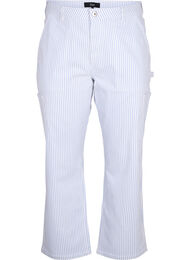 Stripete cargojeans med rett passform, Blue White Stripe