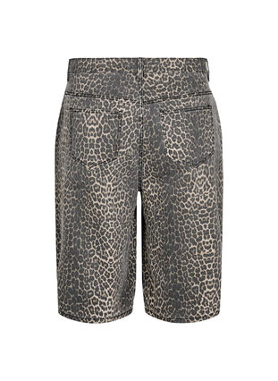 Zizzi Leopardmønstret denim Bermudashorts, Brun, Packshot image number 1