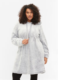 Teddykjole med hette, Light Grey Melange, Model