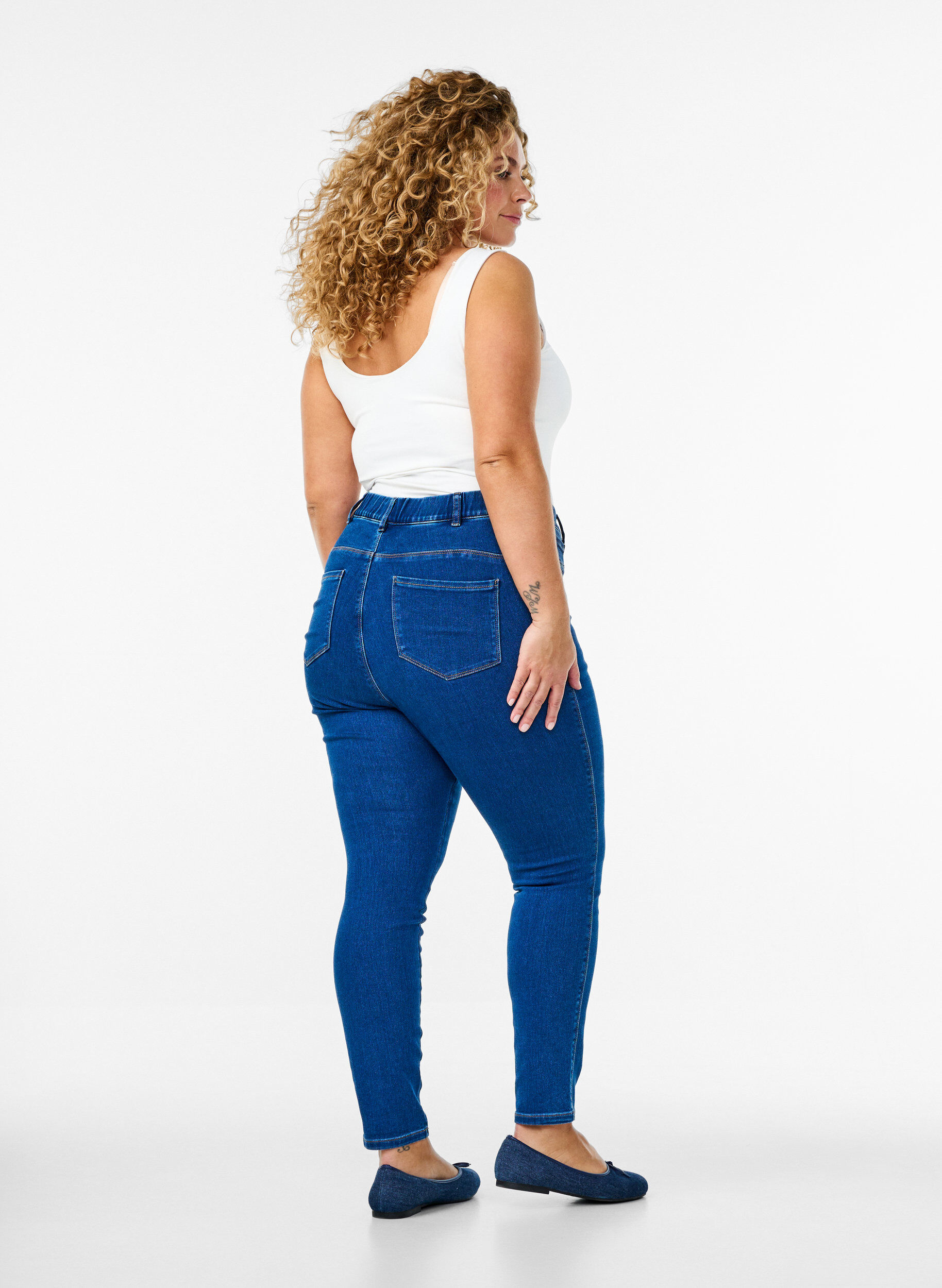 ZizziJeggings med h&oslash;y midje, Bl&aring;, Model image number 1