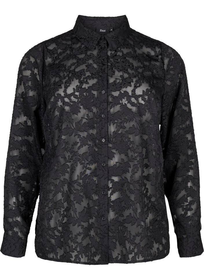 Jacquard-skjorte med knapper, Black, Packshot image number 0