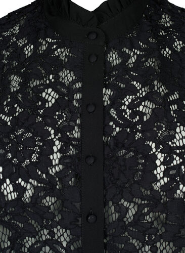 Løs skjortekrage med blonder, Black, Packshot image number 2