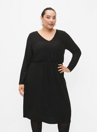 Glitterkjole med V-hals, Black Black, Model