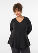 Jersey bluse med ribbet tekstur og A-linje passform, Svart, Model image number 0