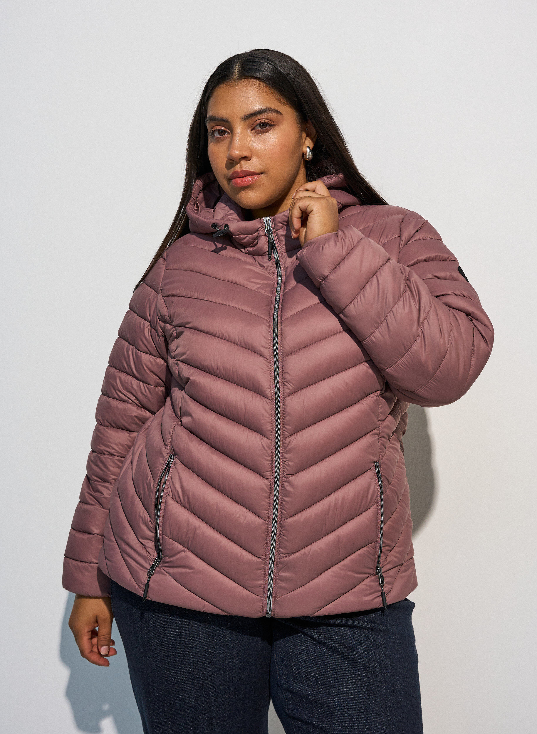 Lett jakke med hette, Rosa, Model