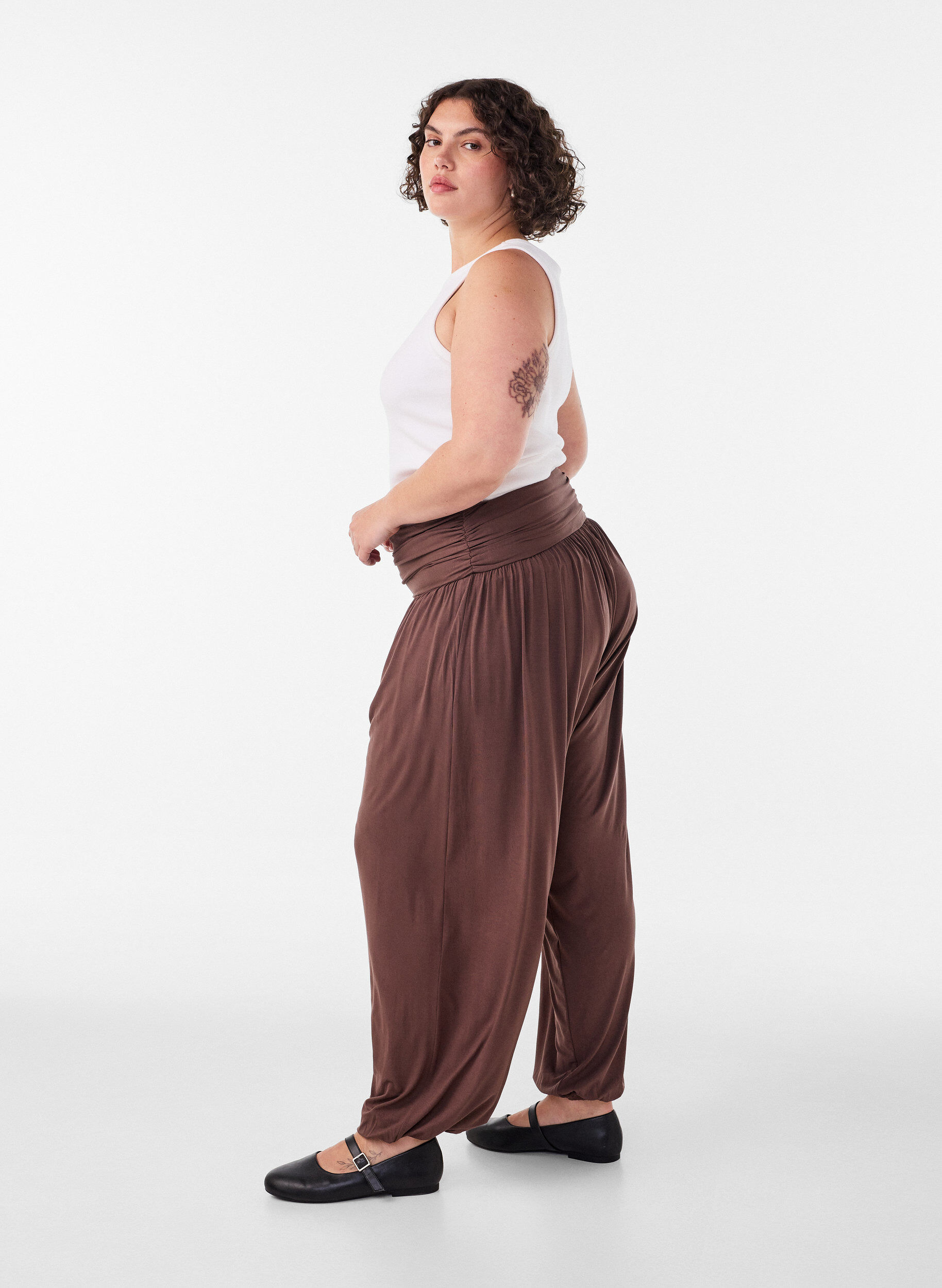 ZizziLoose fit harem-bukser, Brun, Model image number 2