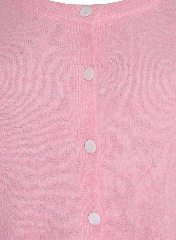 Strikket cardigan med ull og knapper, Rosa, Packshot image number 2