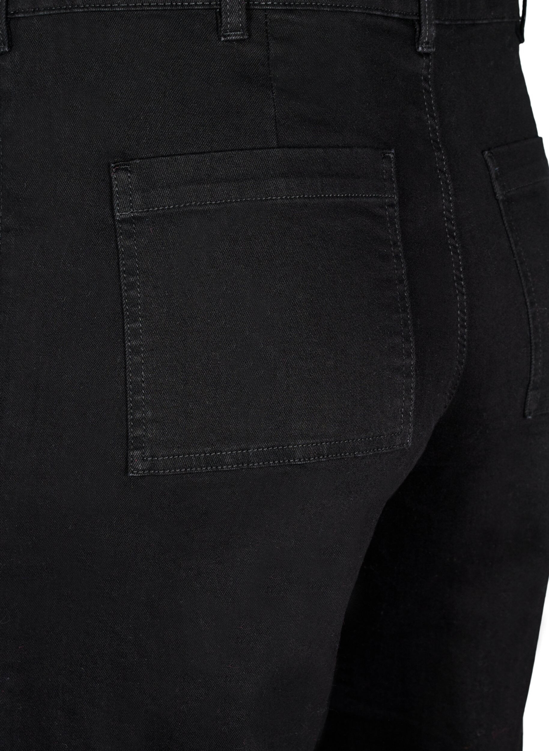 ZizziJeans med h&oslash;y midje og vide ben, Svart, Packshot image number 3