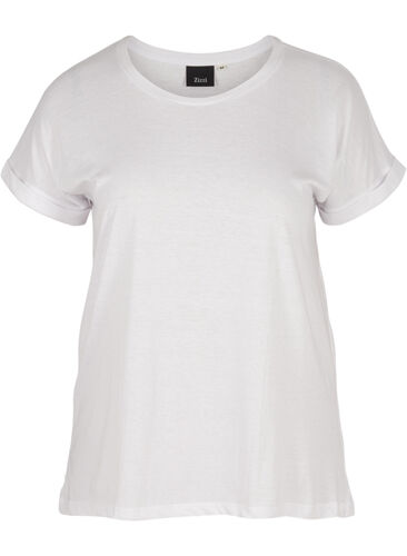 T-skjorte i bomullsmiks, Bright White, Packshot image number 0