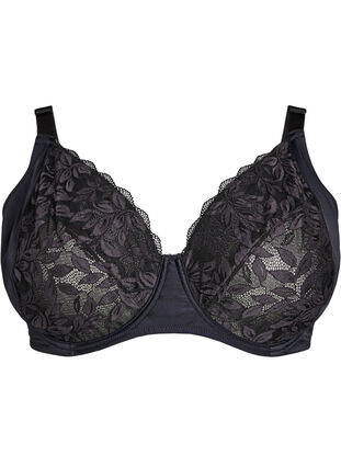 Zizzi Heldekkende BH med blonder, Black, Packshot image number 0