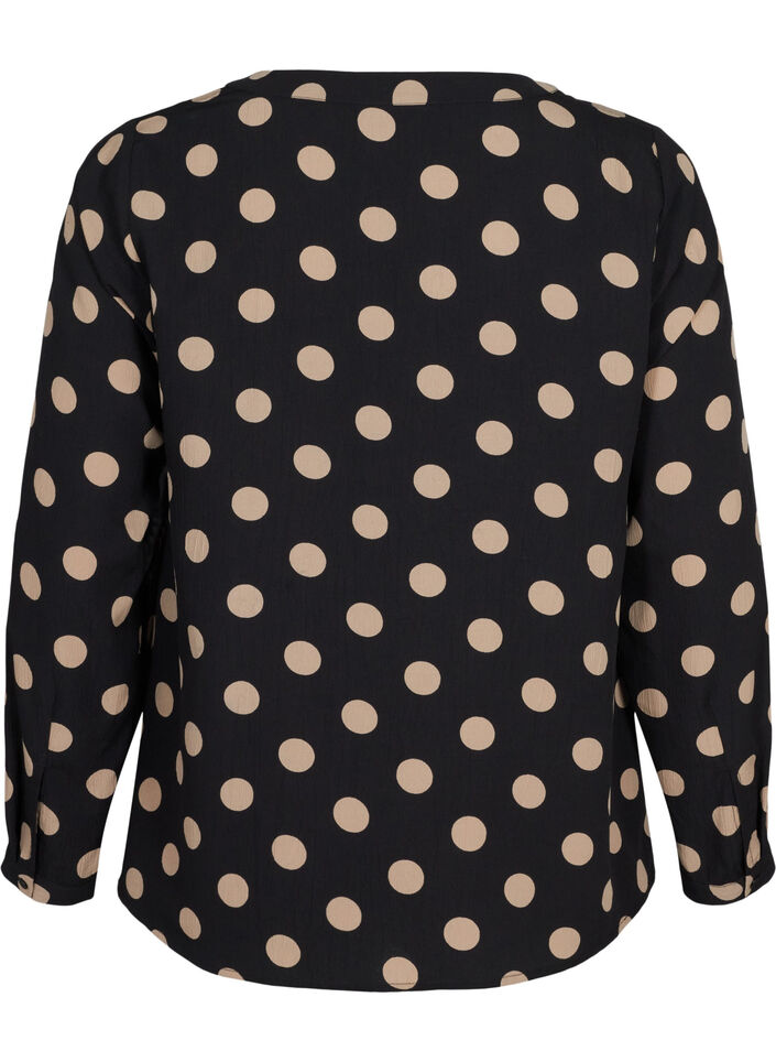 FLASH - Langermet bluse med mønster, Black Brown Dot, Packshot image number 1