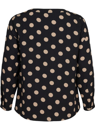 FLASH - bluse med lange ermer og trykk, Black Brown Dot, Packshot image number 1