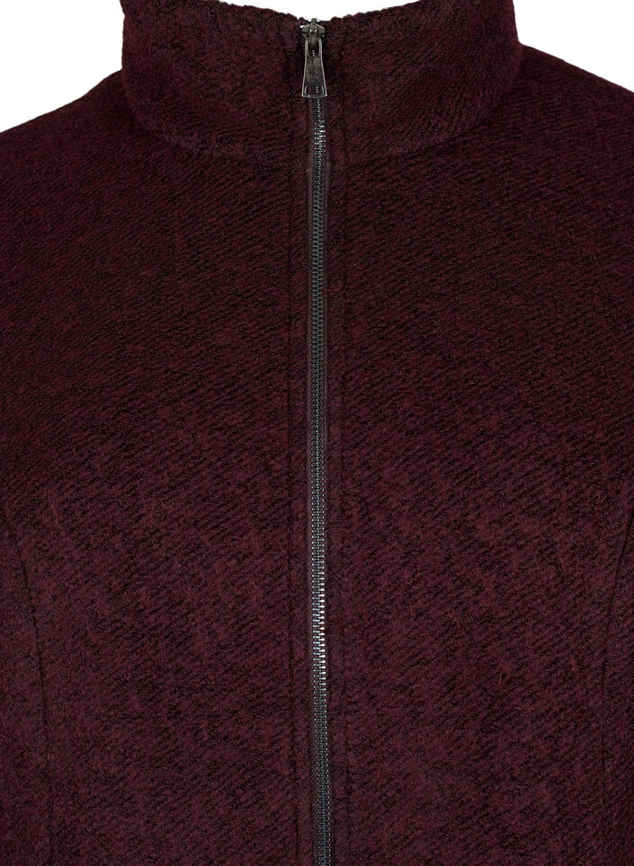 Melert bouclékåpe med glidelås, Tawny Port Mel., Packshot image number 2
