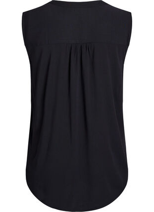 Zizzi FLASH - Ermeløs bluse i viskose, Svart, Packshot image number 1