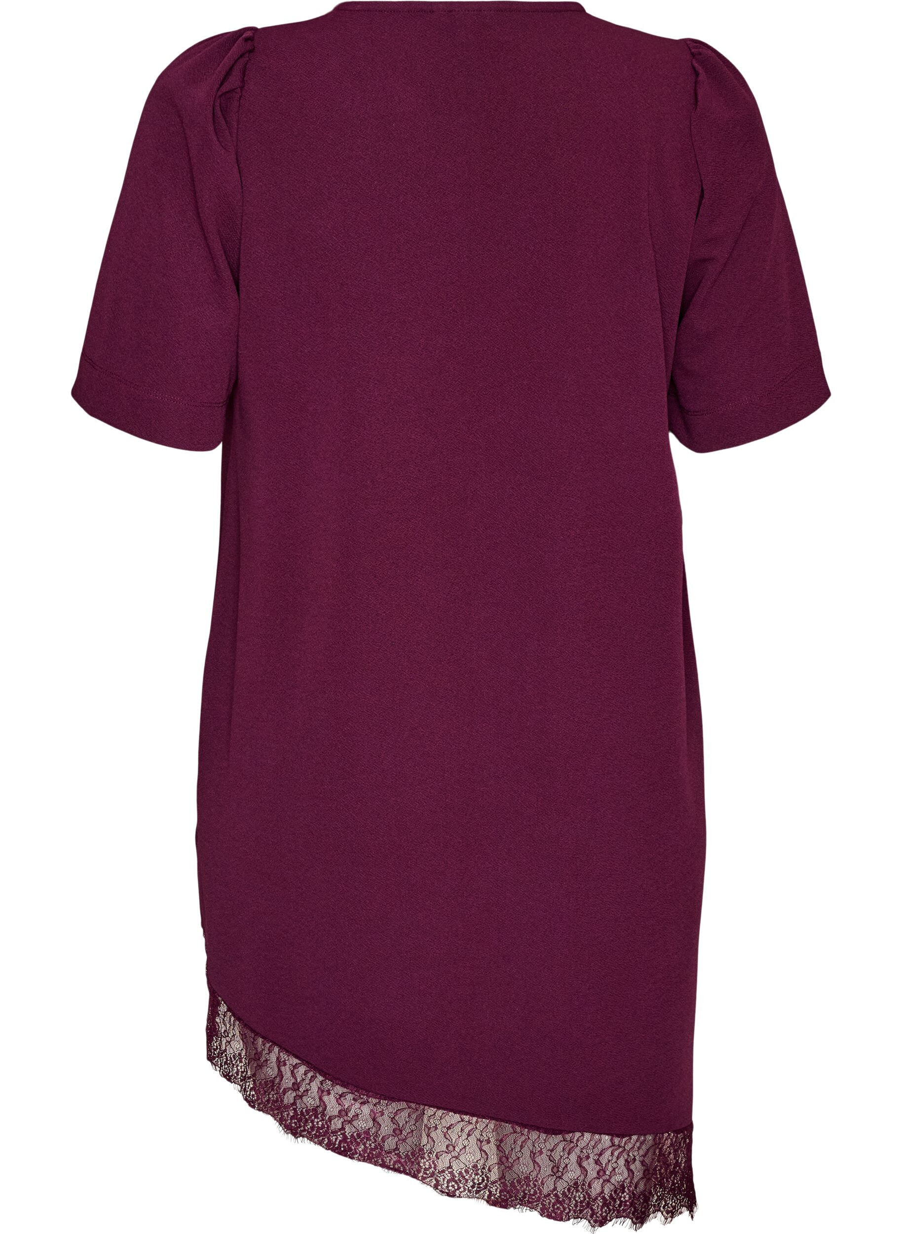 ZizziTunika med asymmetrisk blondedetalj, Lilla, Packshot image number 1