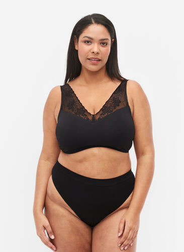 g-streng med normal høyde i livet, 2 stk., Black, Model image number 0