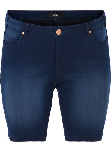 Slim fit Emily shorts med normal midje, Blue denim, Packshot image number 0