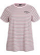 Bomulls T-skjorte med striper, Rosa, Packshot image number 0